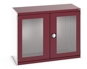 40022140.** cubio cupboard with window doors. WxDxH: 1300x650x1000mm. RAL 7035/5010 or selected